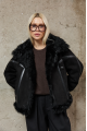 Reversible suede sheepskin coat made of natural sheepskin in black